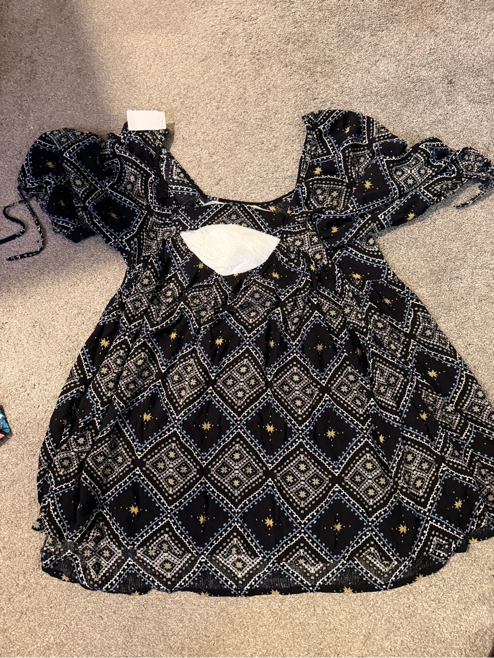 Vera Wang Celestial open-back babydoll mini dress tunic | Size XL - Picture 4 of 5